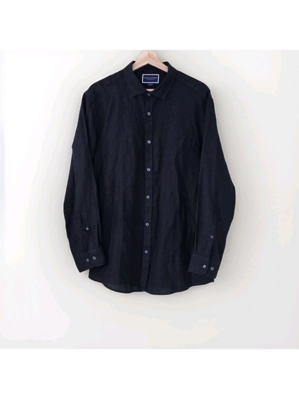 Charles Tyrwhitt Black Pure Linen Shirt Mens L Extra Slim Fit Breathable Summer